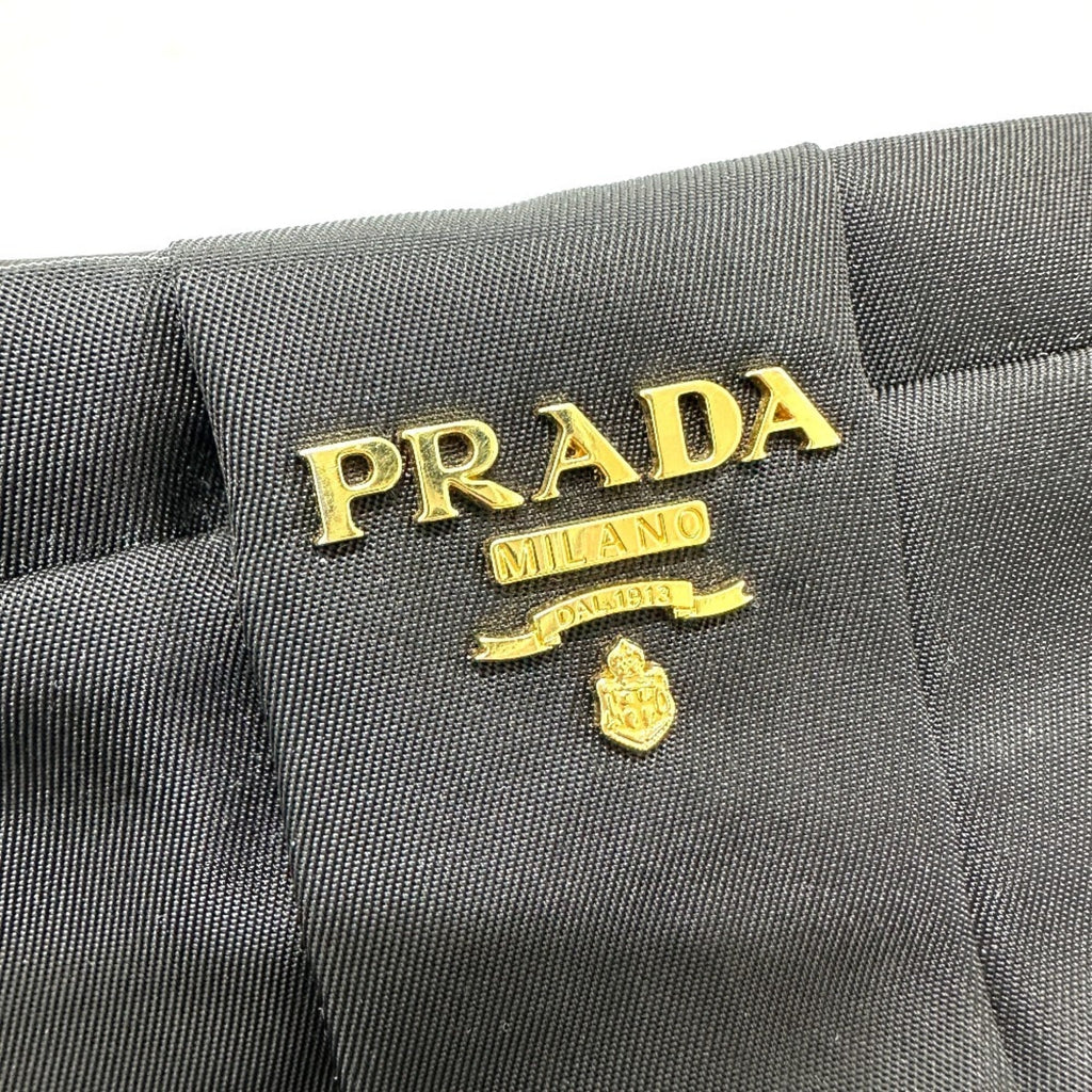 Prada Black Leather Nylon Pouch