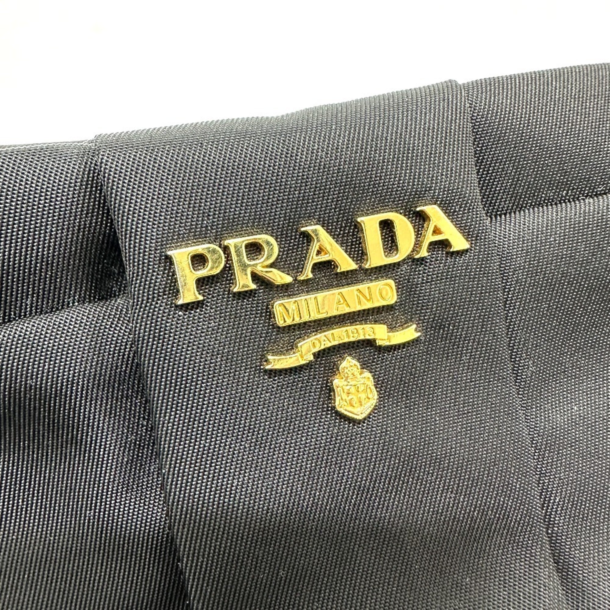 Prada Black Leather Nylon Pouch