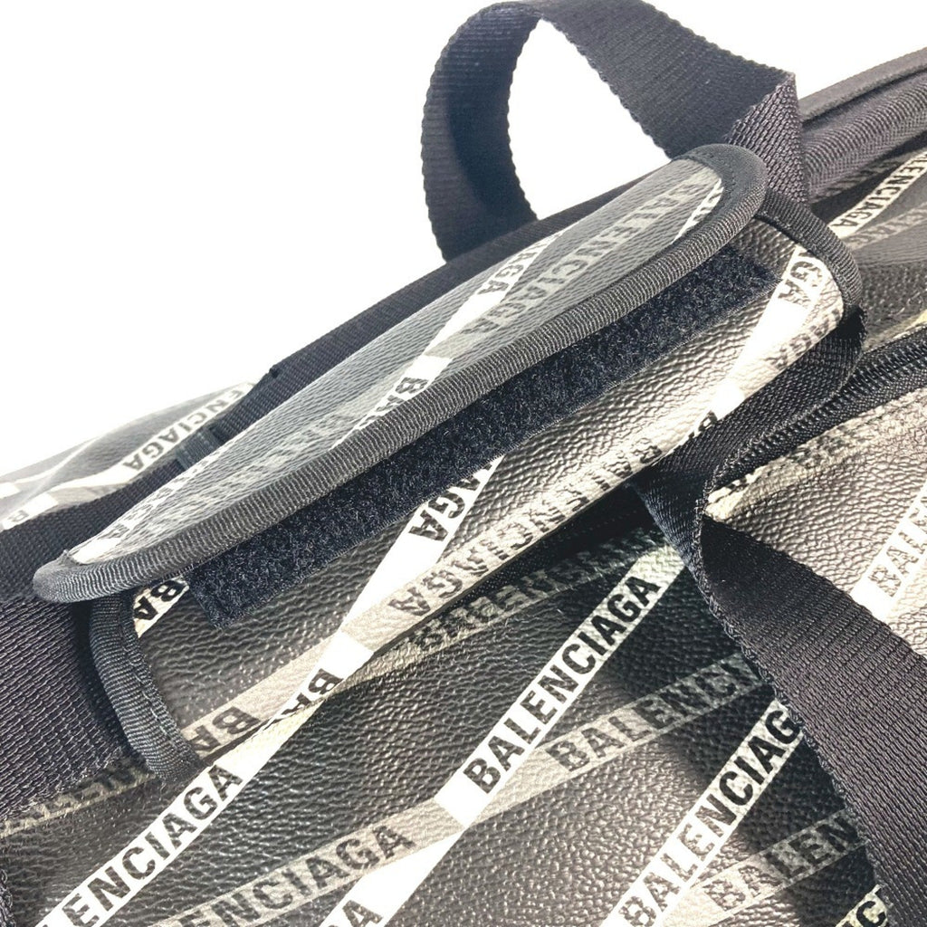 Balenciaga Black Gray Leather Pvc Boston Bag Shoulder
