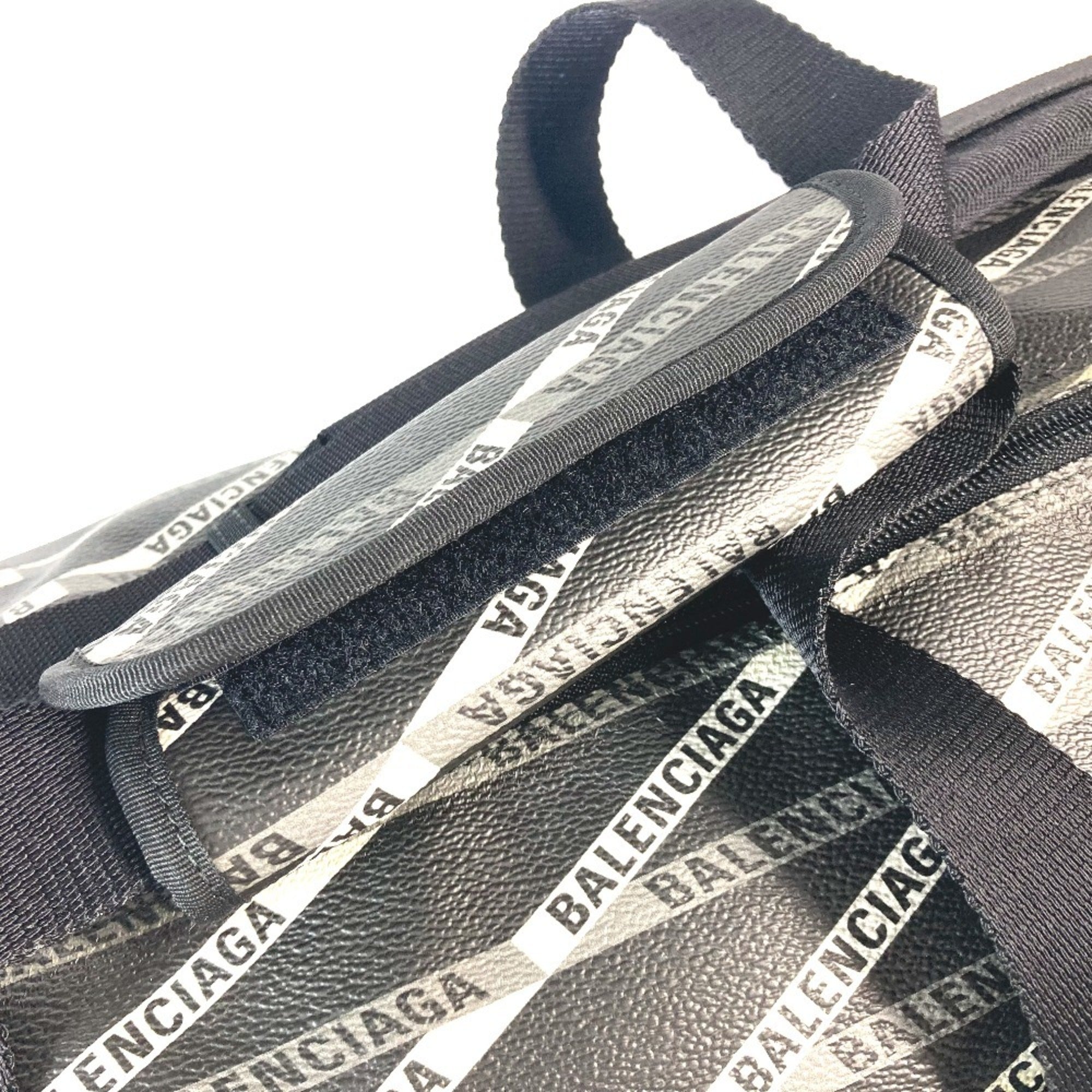 Balenciaga Black Gray Leather Pvc Boston Bag Shoulder