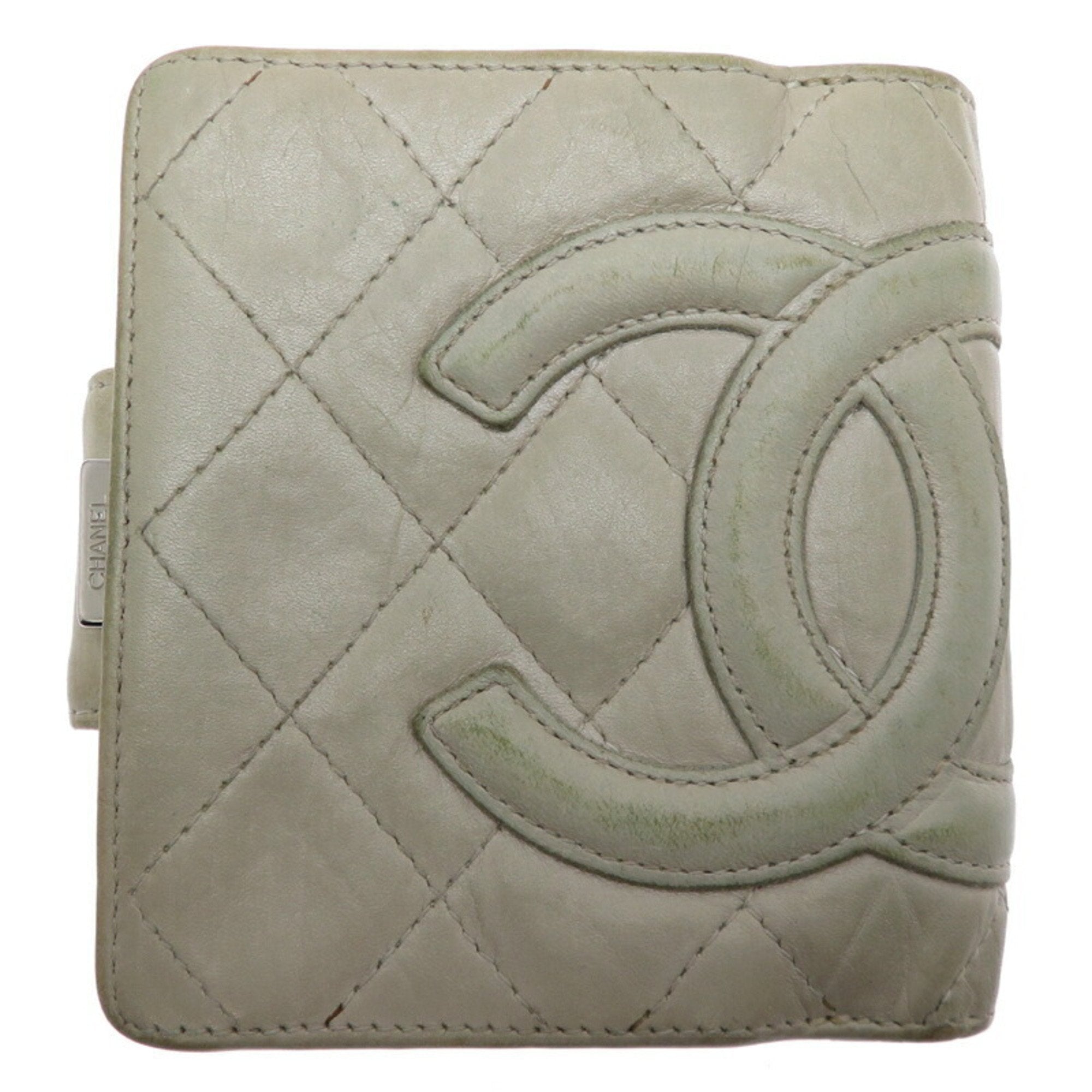 Chanel Gray Leather Wallet (Bi-Fold)