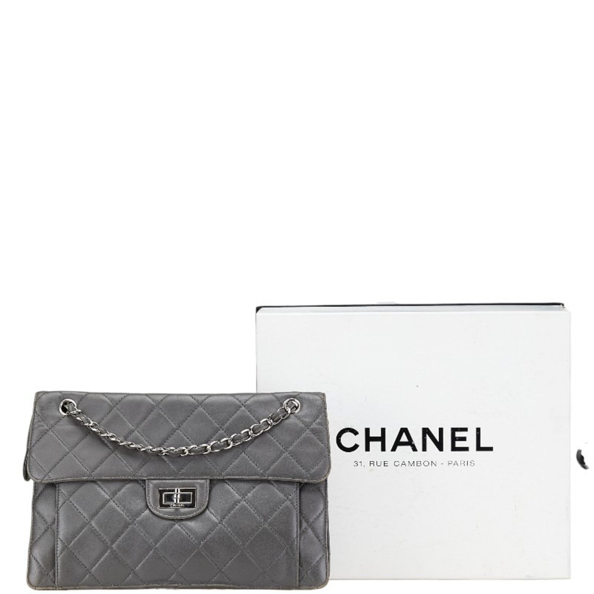 Chanel Gray Leather Shoulder Bag