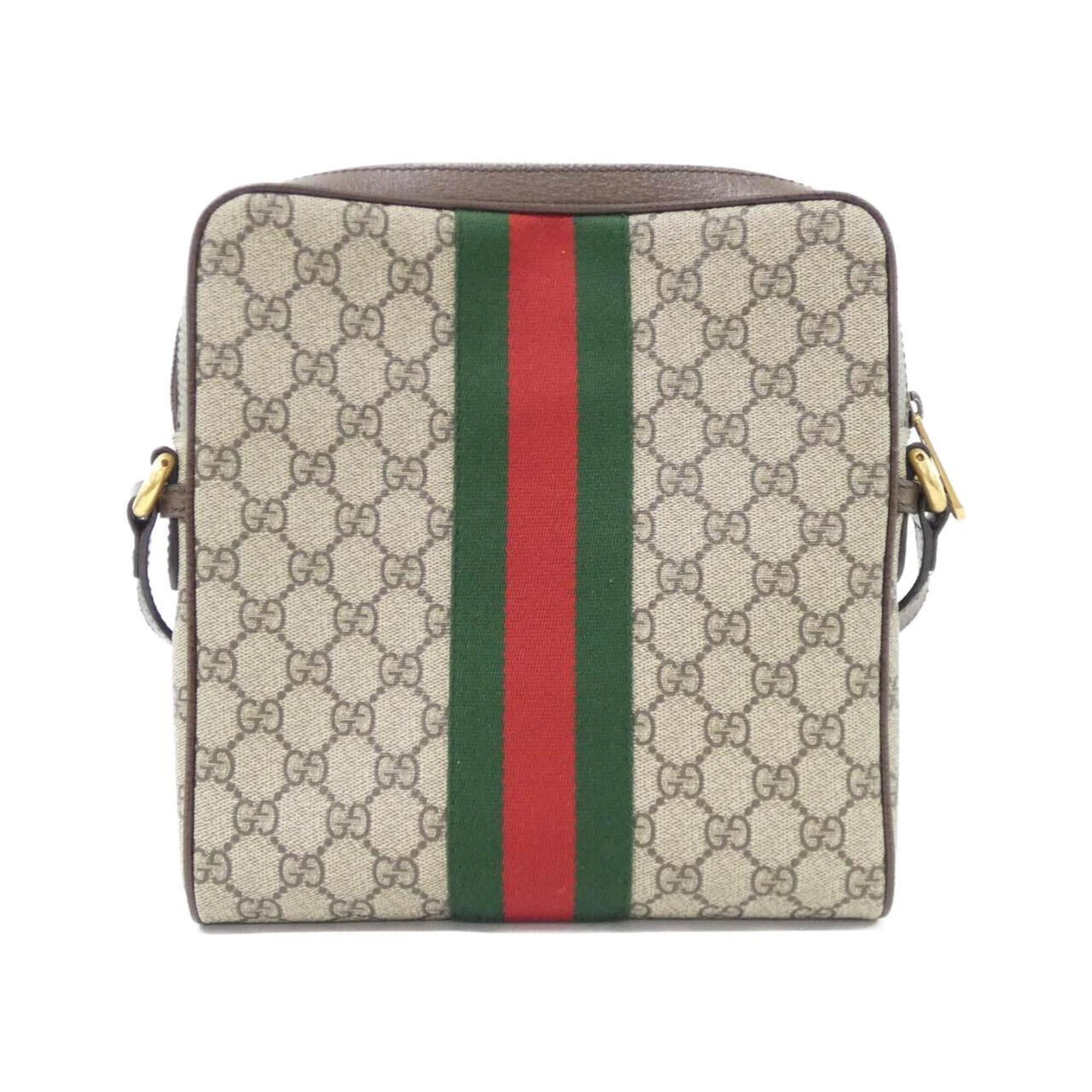Gucci Ophidia Beige Brown Gg Supreme Canvas Leather Shoulder Bag (Pre-Owned)