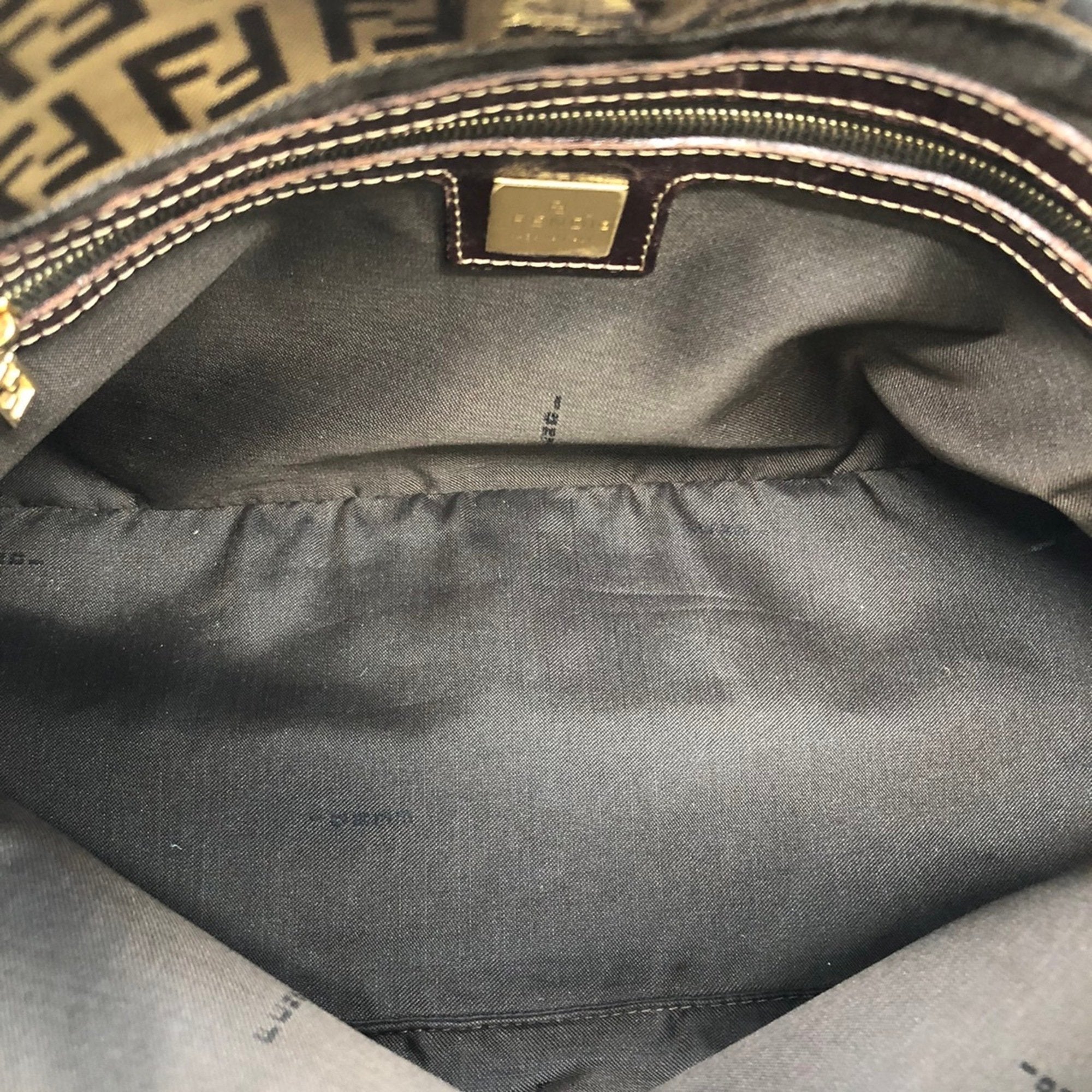 Fendi Zucchino Brown Nylon Shoulder Bag