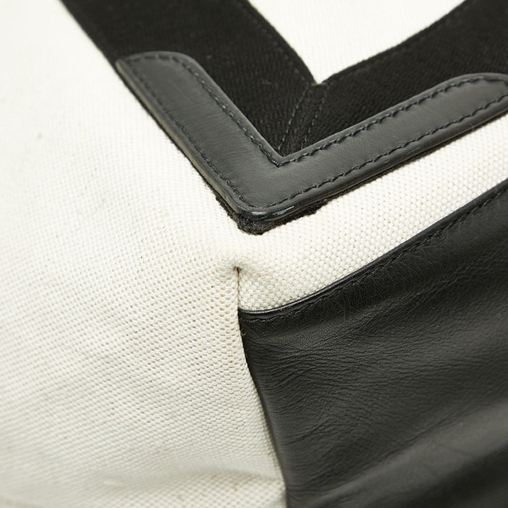 Balenciaga Black White Canvas Leather Handbag Tote