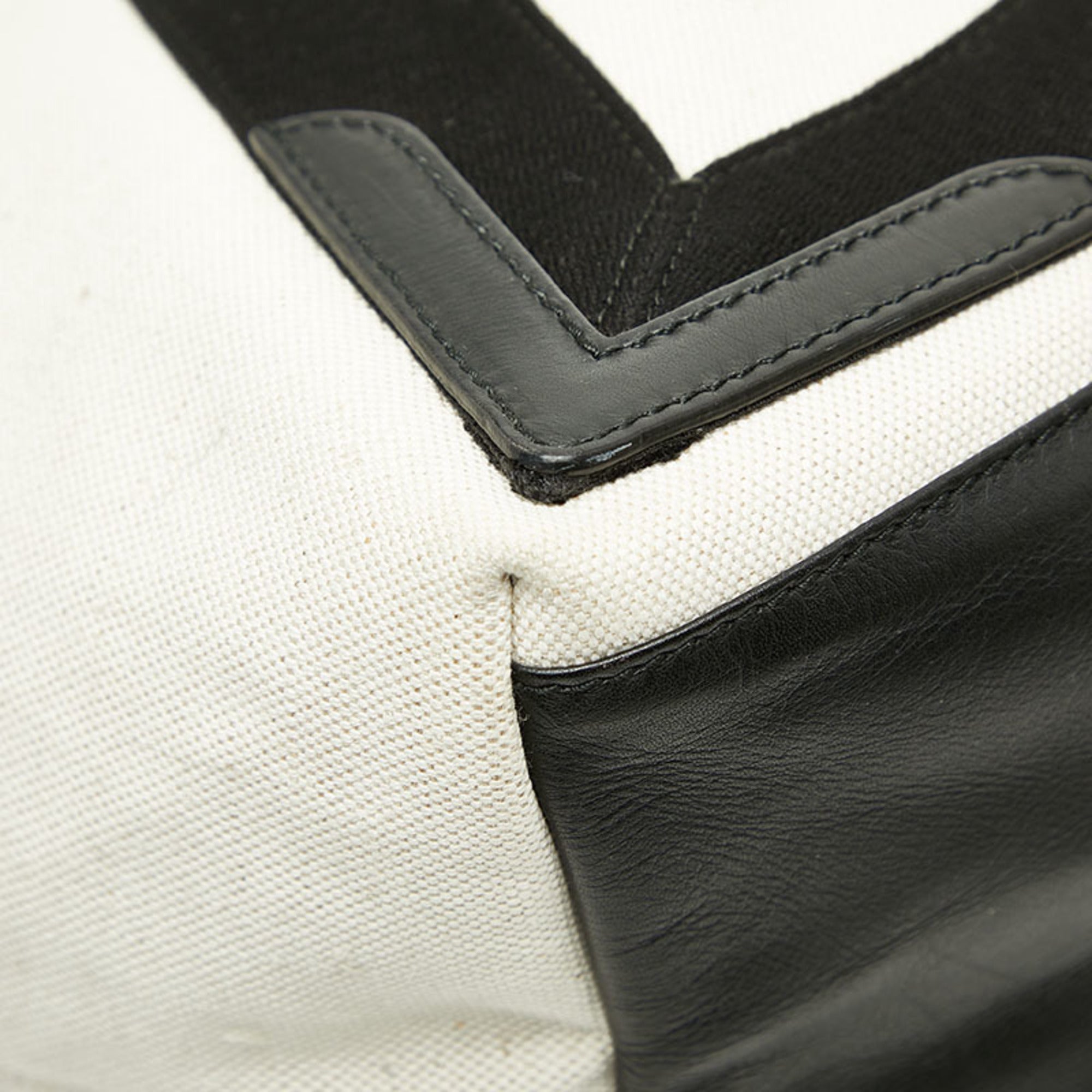 Balenciaga Black White Canvas Leather Handbag Tote