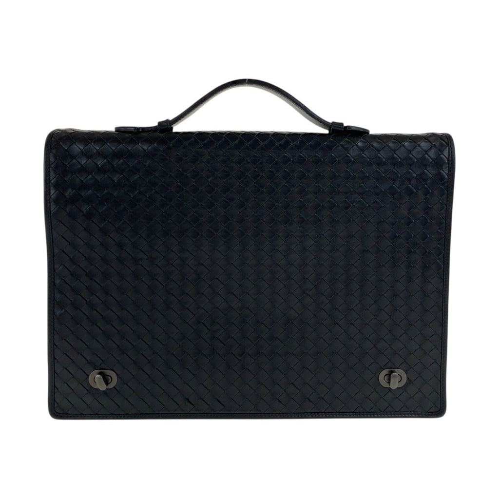 Bottega Veneta Intrecciato Black Leather Briefcase