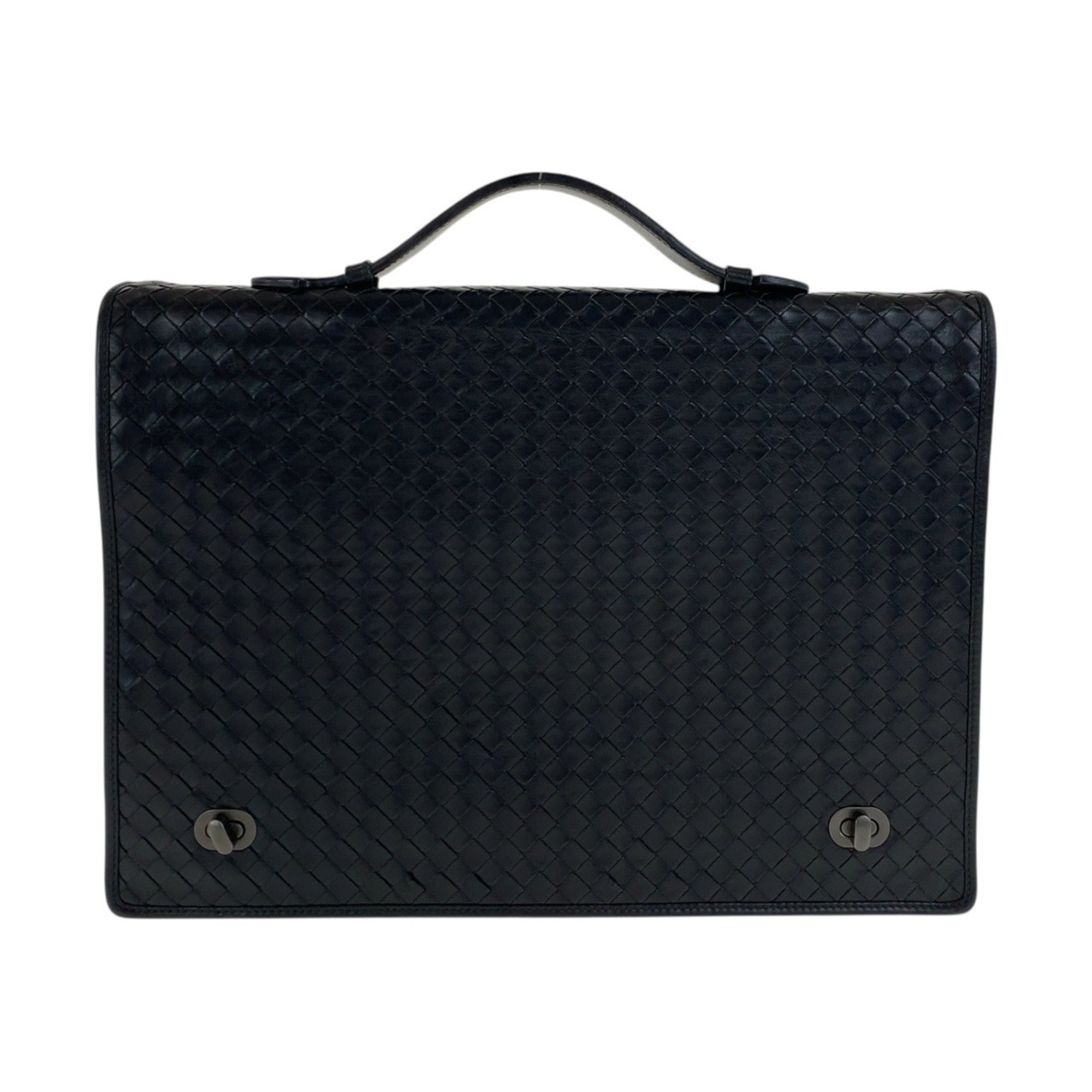 Bottega Veneta Intrecciato Black Leather Briefcase