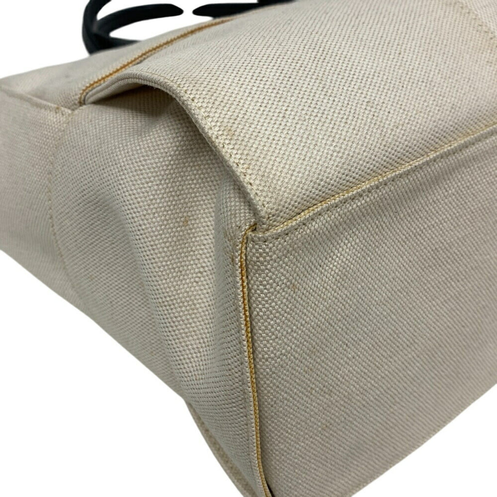 Bottega Veneta Ivory Canvas Leather Handbag