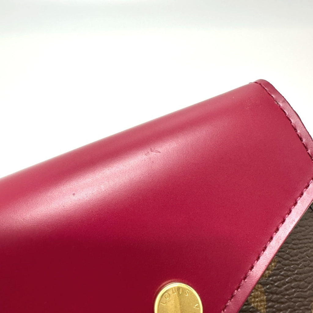 Louis Vuitton Monogram Brown Fuchsia Monogram Wallet (Tri-Fold)