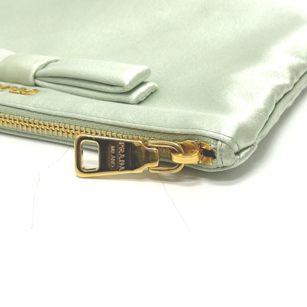 Prada Green Satin Clutch Bag