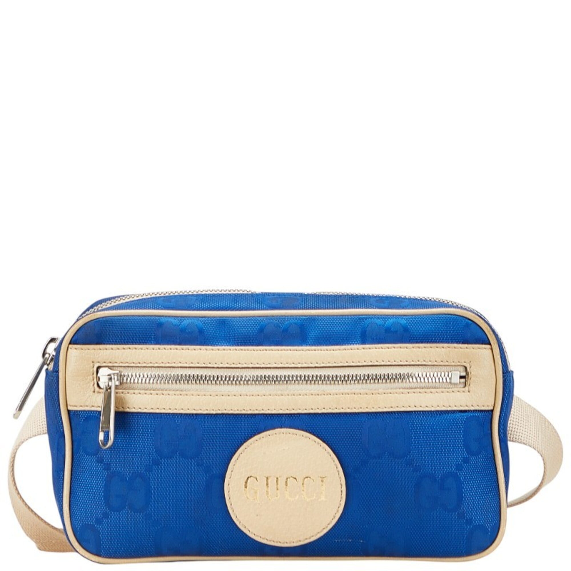 Gucci Beige Gray Nylon Leather Sling Bag (Pre-Owned)