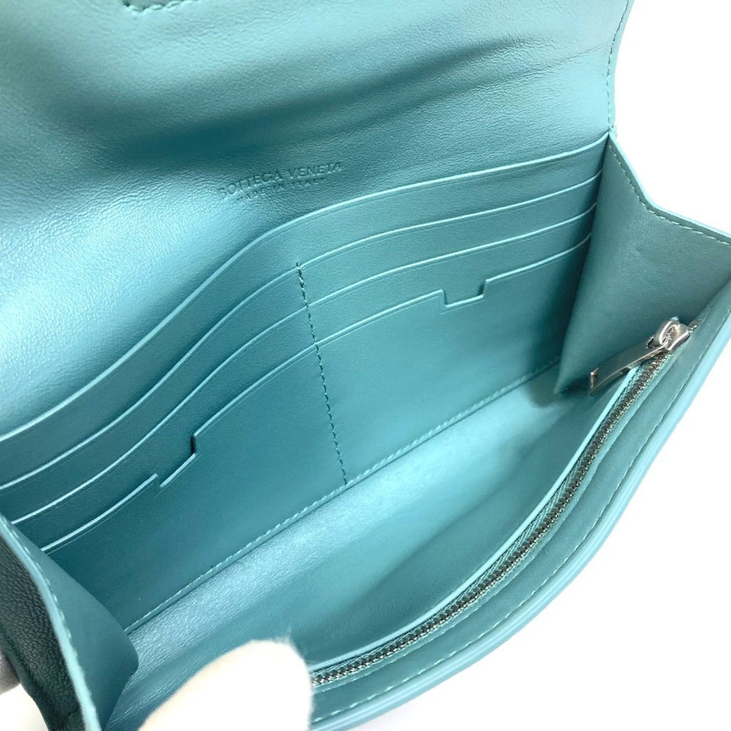 Bottega Veneta Blue Light Blue Green Leather Long Wallet (Bi-Fold)