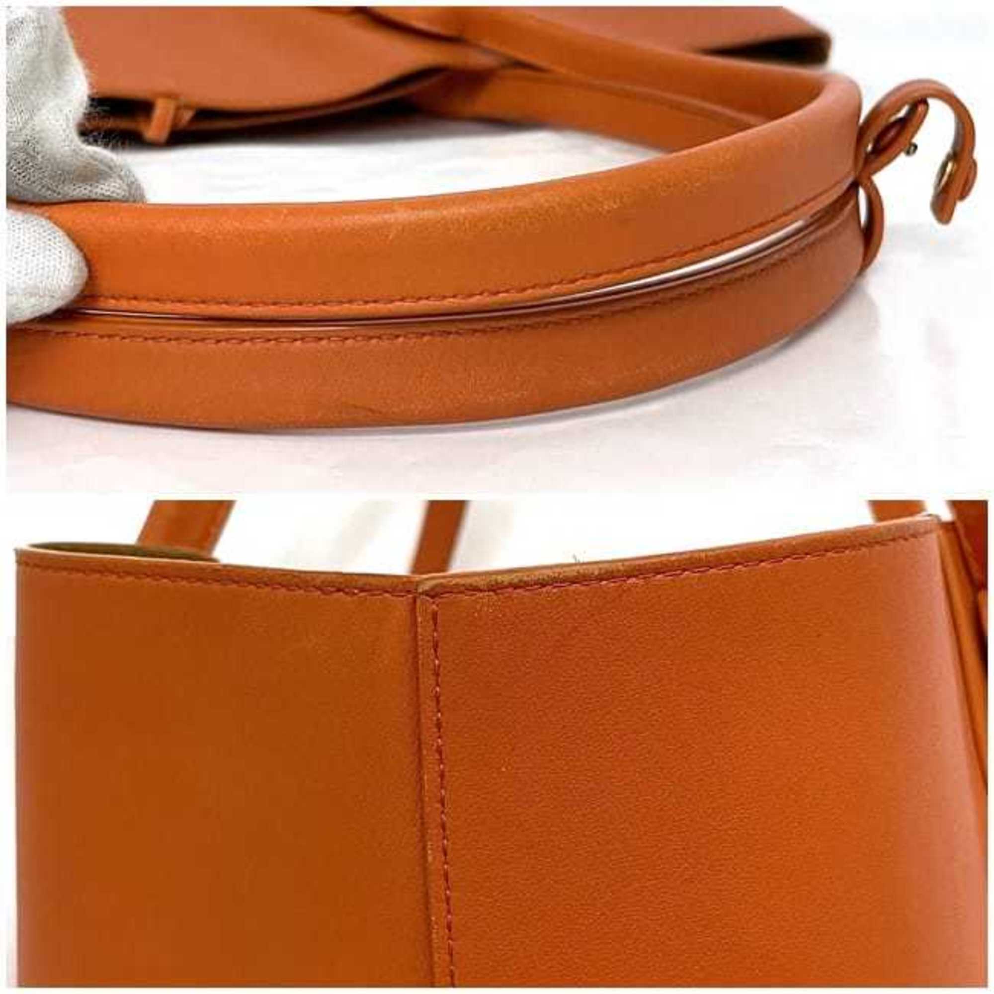 Bottega Veneta Orange Leather Basket Tote Bag