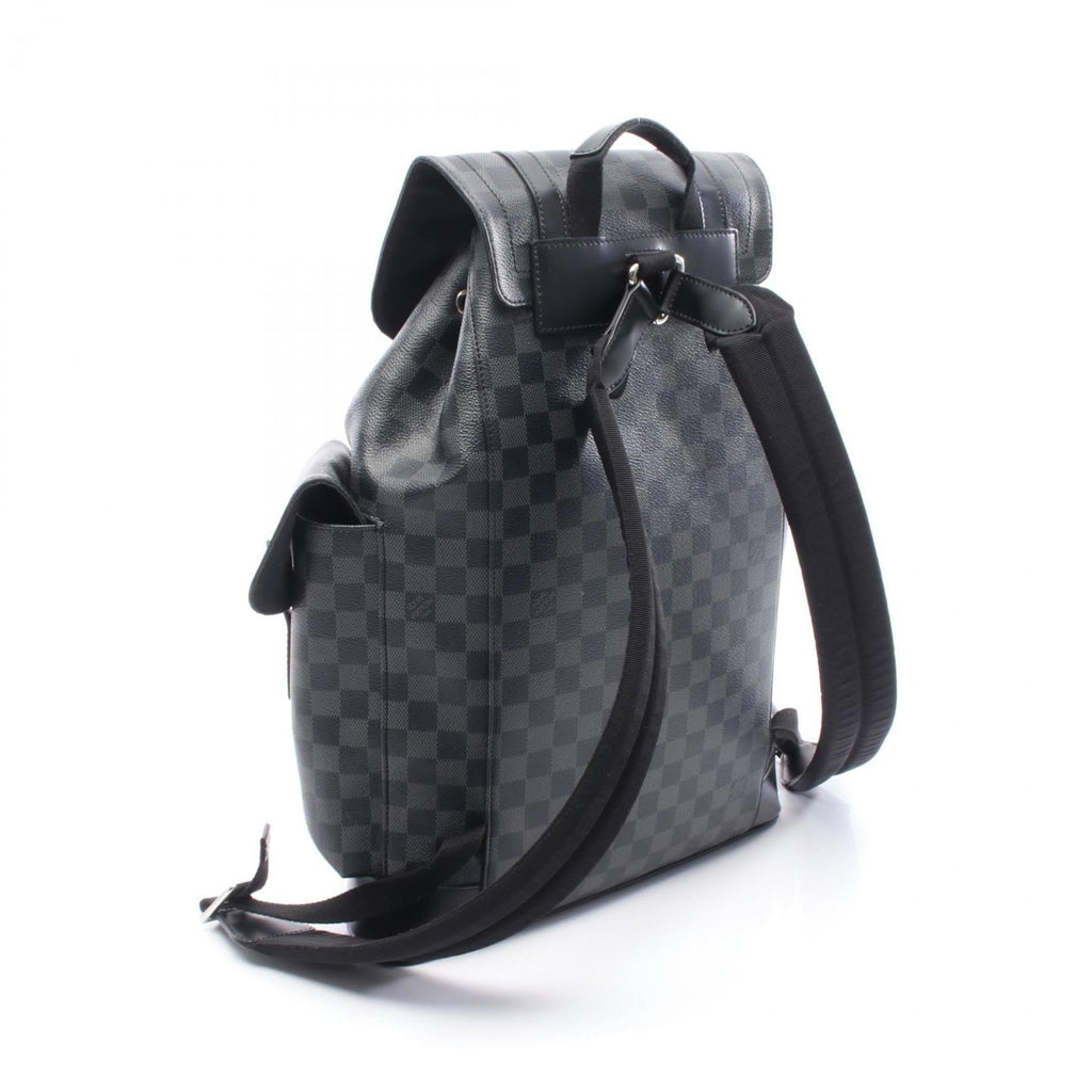 Louis Vuitton Black Coated Canvas Leather Backpack