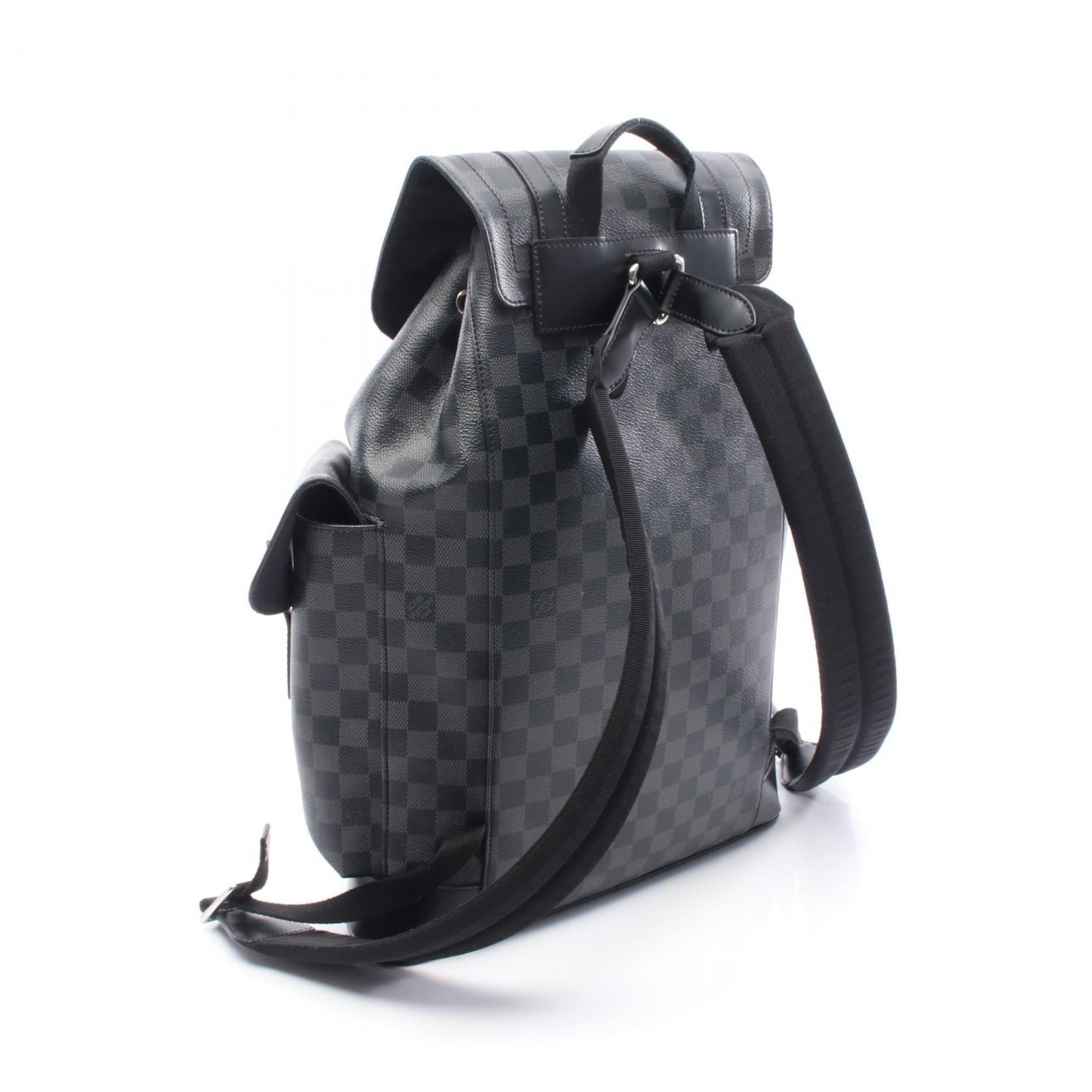 Louis Vuitton Black Coated Canvas Leather Backpack