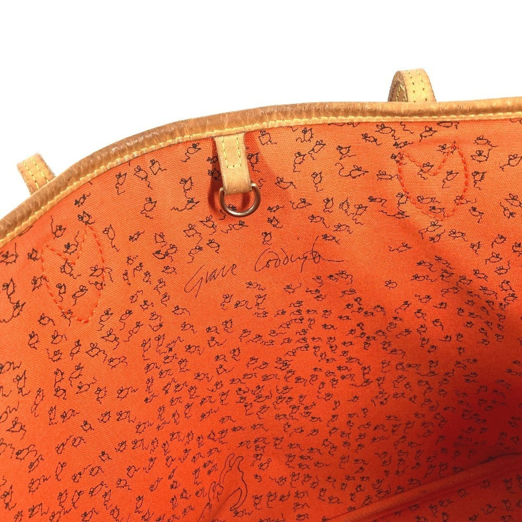 Louis Vuitton Brown Orange Monogram Leather Pouch Shoulder Bag Tote Bag