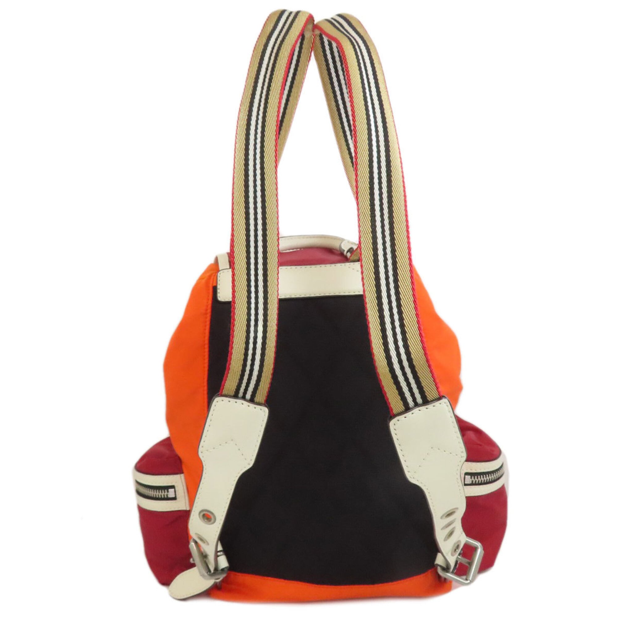 Burberry Orange Red Color Nylon Backpack