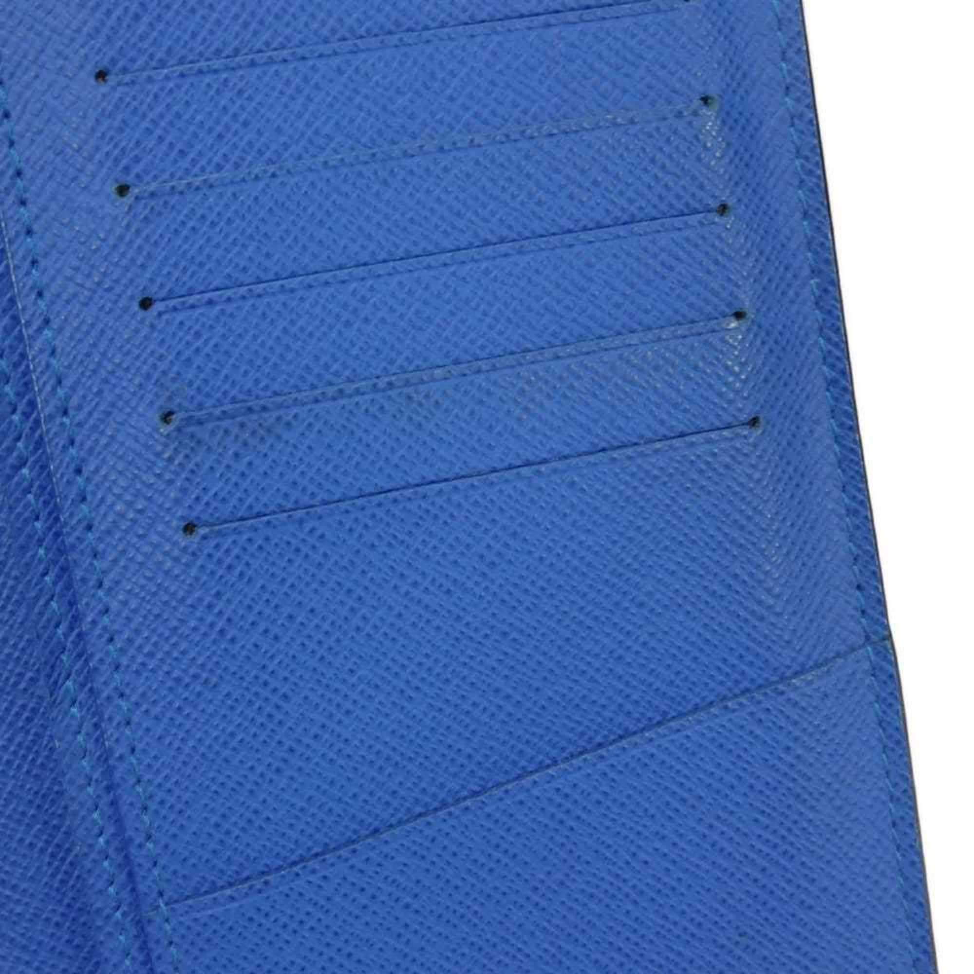 Louis Vuitton Black Blue Noir Taiga Leather Long Wallet