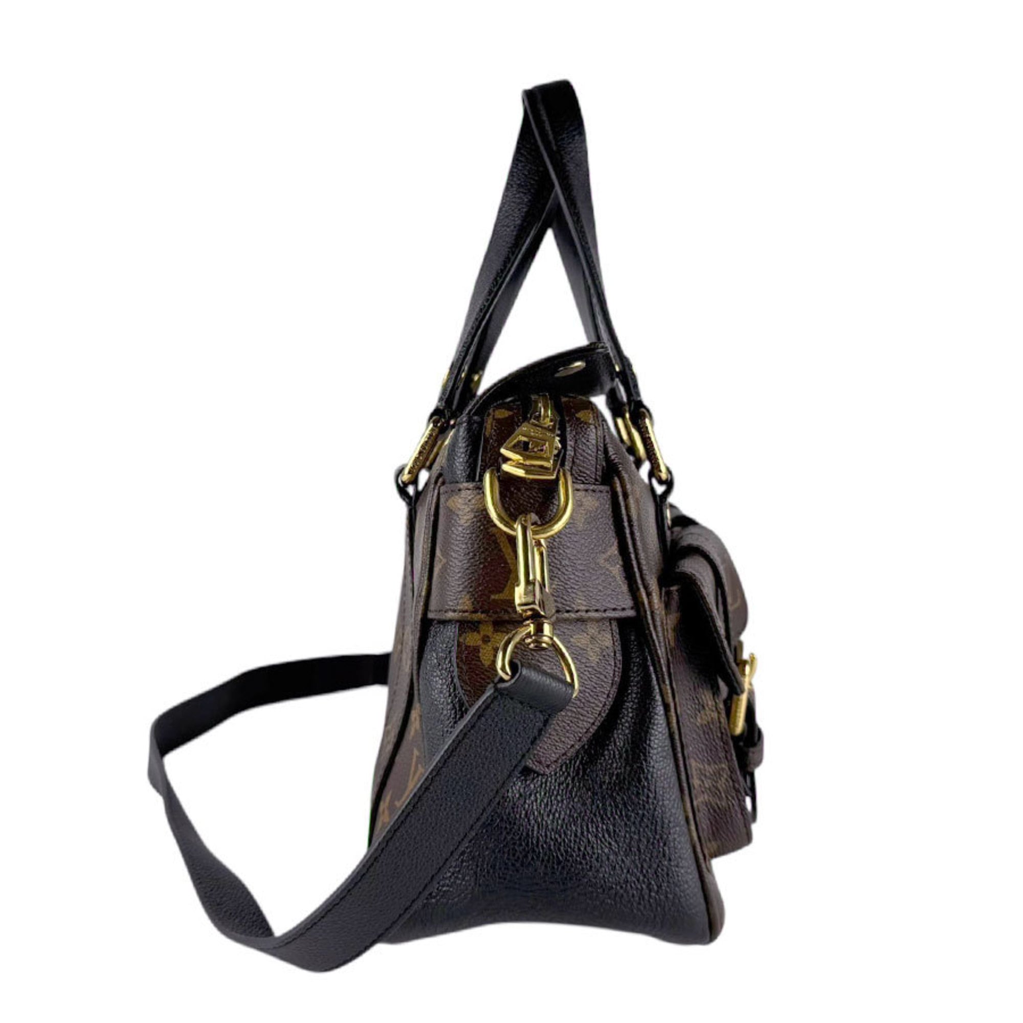 Louis Vuitton Black Brown Monogram Handbag Shoulder Bag