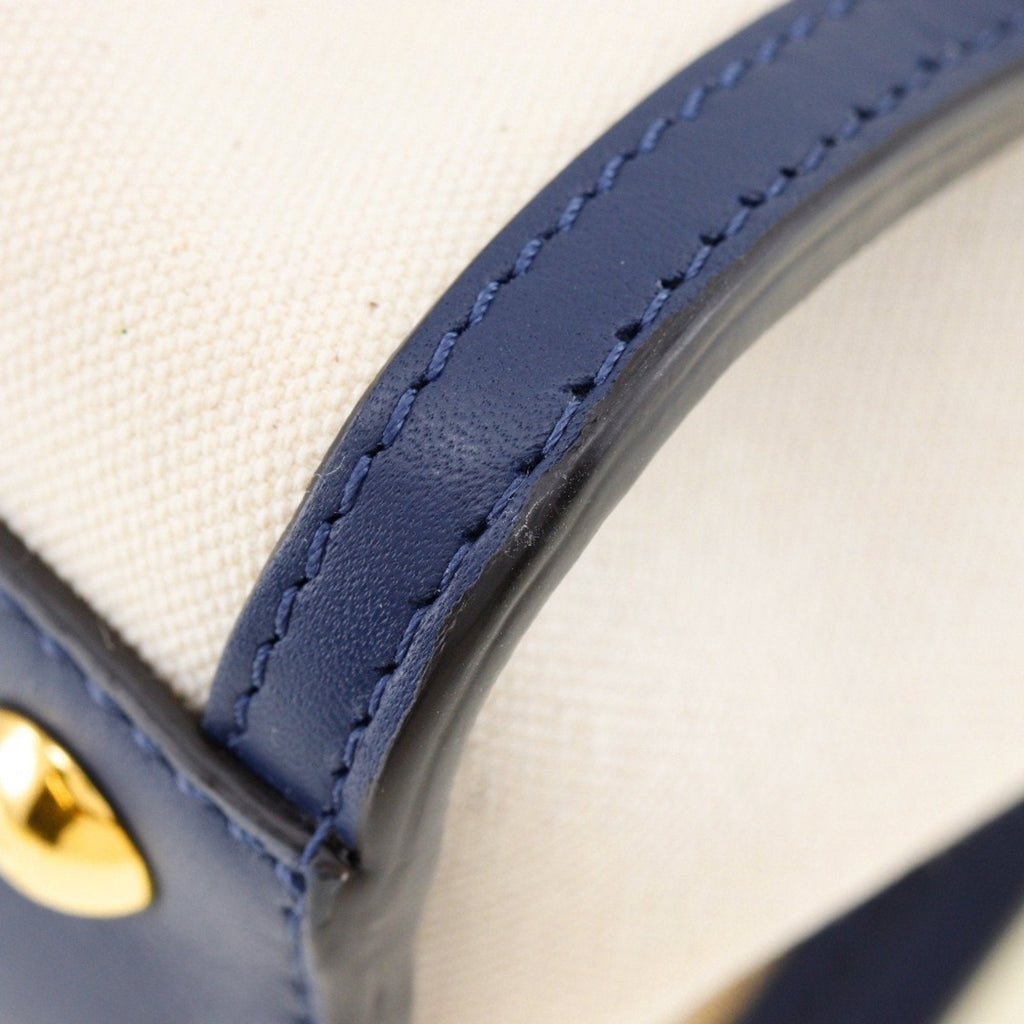 Fendi Navy White Canvas Leather Handbag