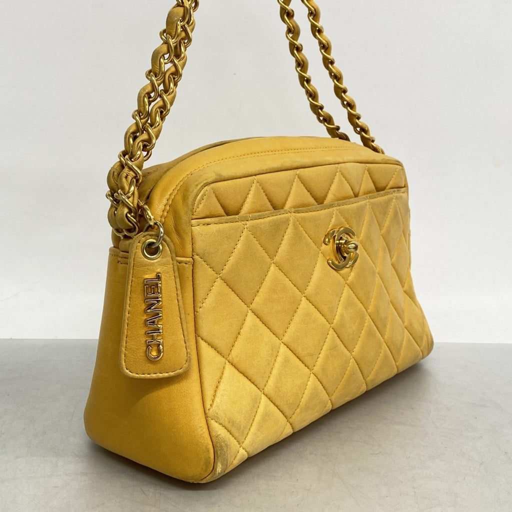 Chanel Yellow Leather Shoulder Bag
