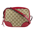 Gucci Brown Red Color Gg Canvas Leather Shoulder Bag (Pre-Owned)