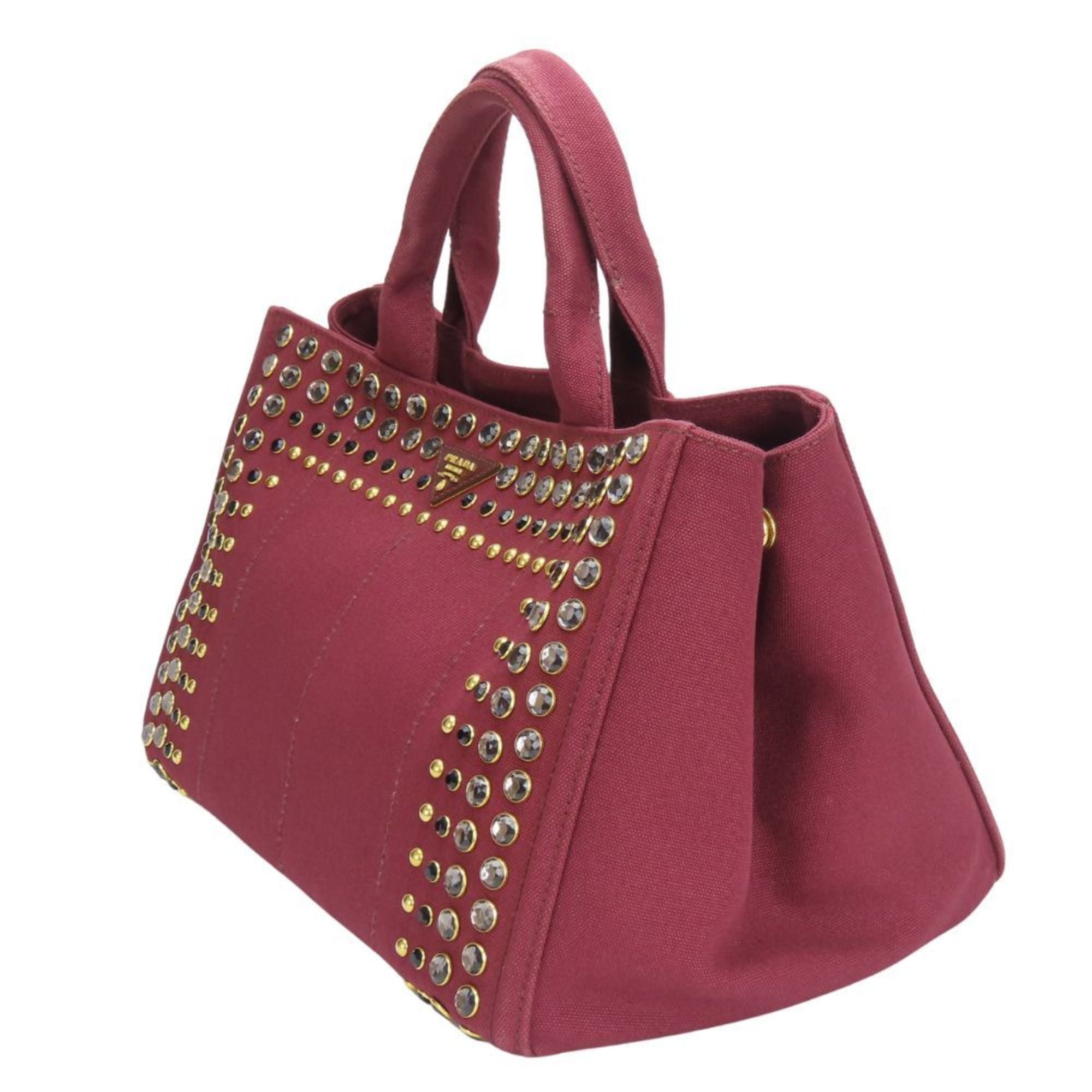 Prada Wine Canvas Tote Bag