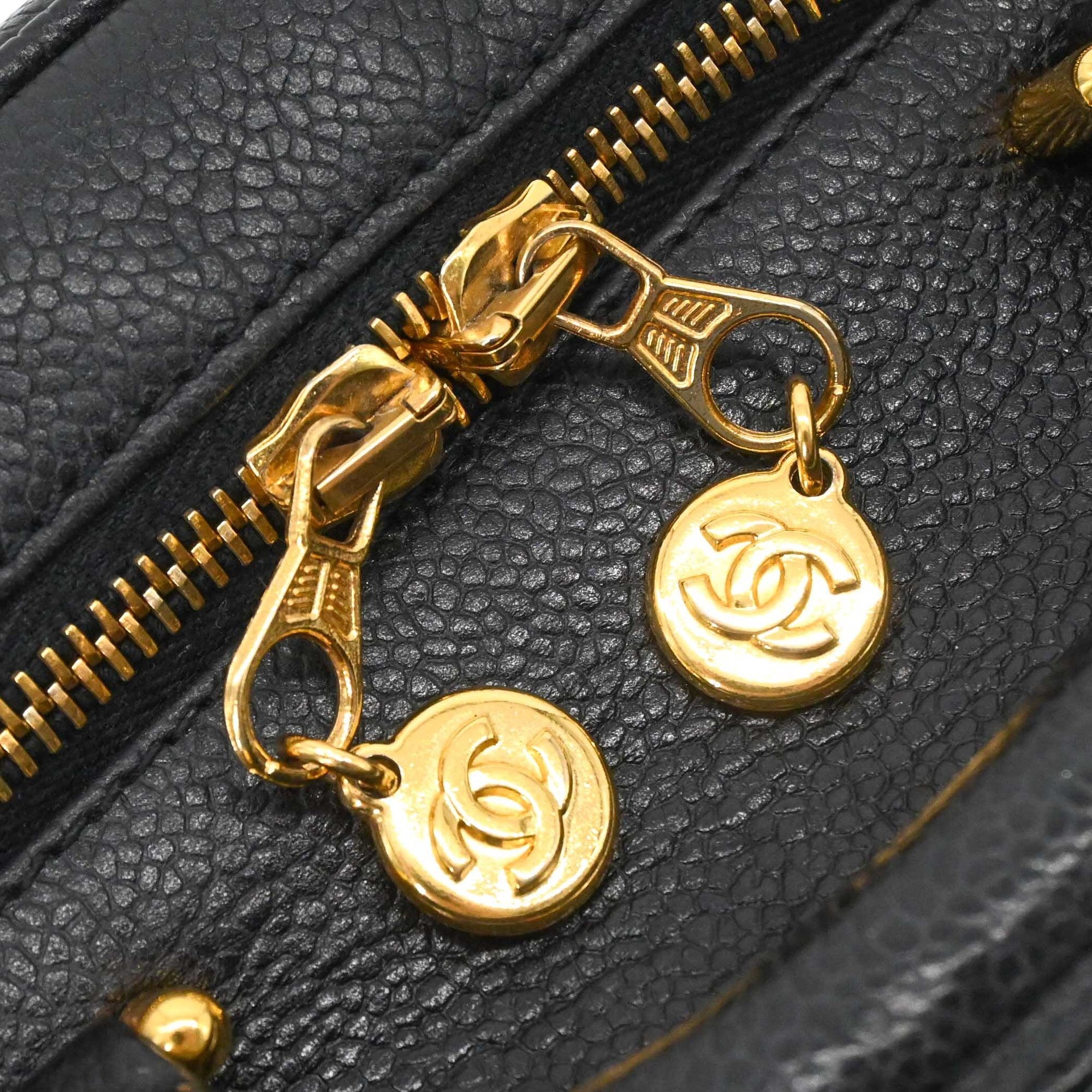 Chanel Black Leather Handbag Vanity Bag