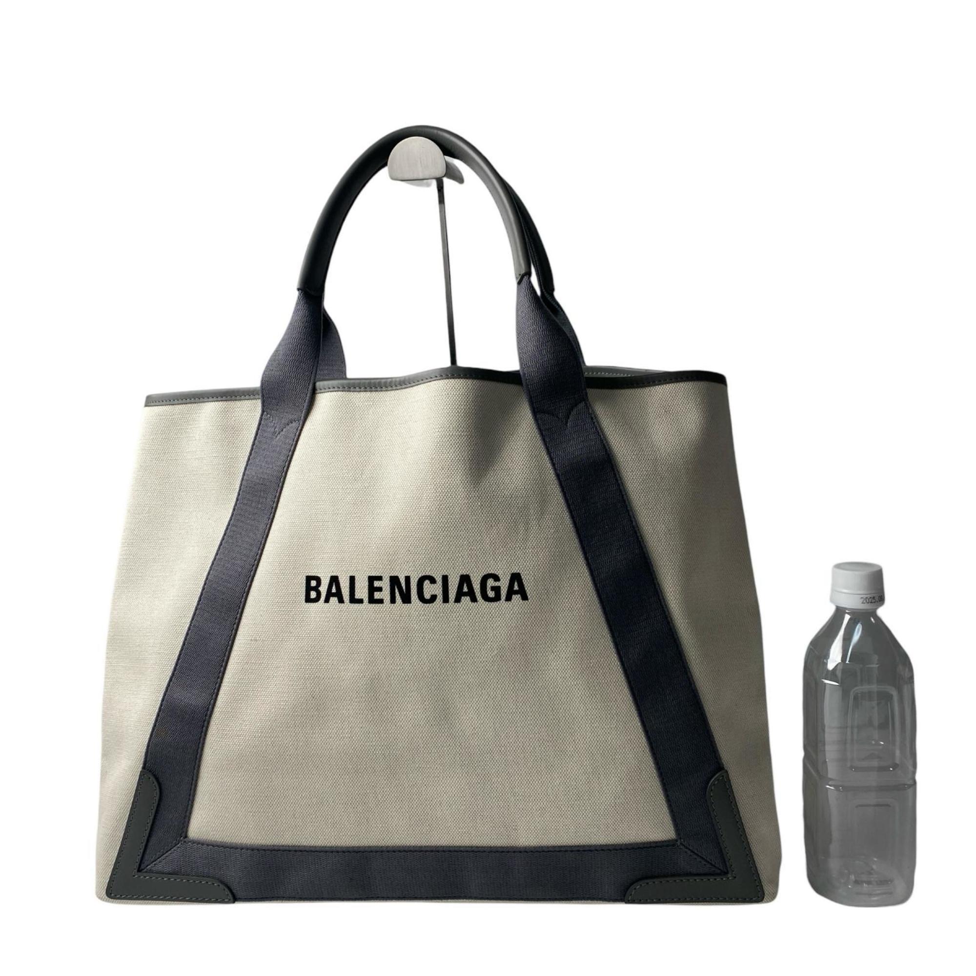 Balenciaga Gray Ivory Canvas Leather Handbag Tote