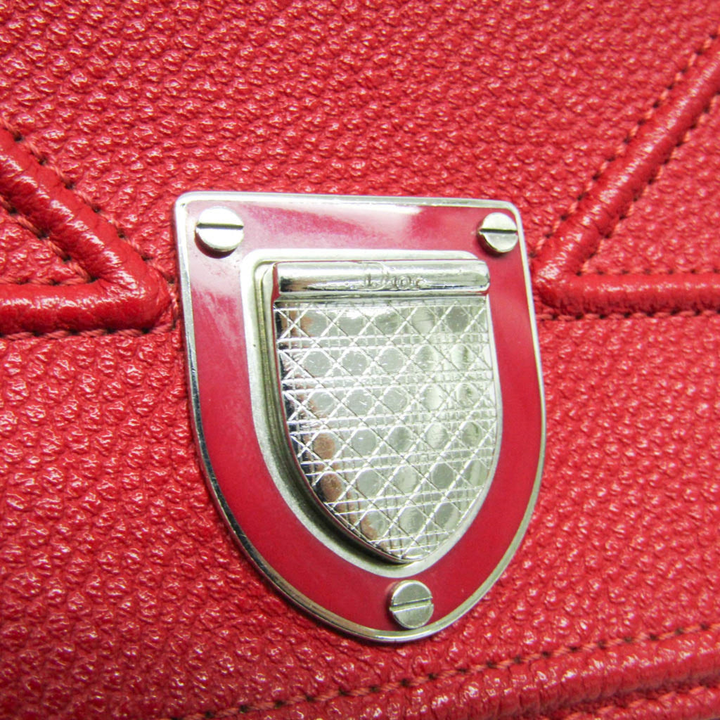 Christian Dior Red Color Leather Chain/Shoulder Wallet (Pre-Owned)