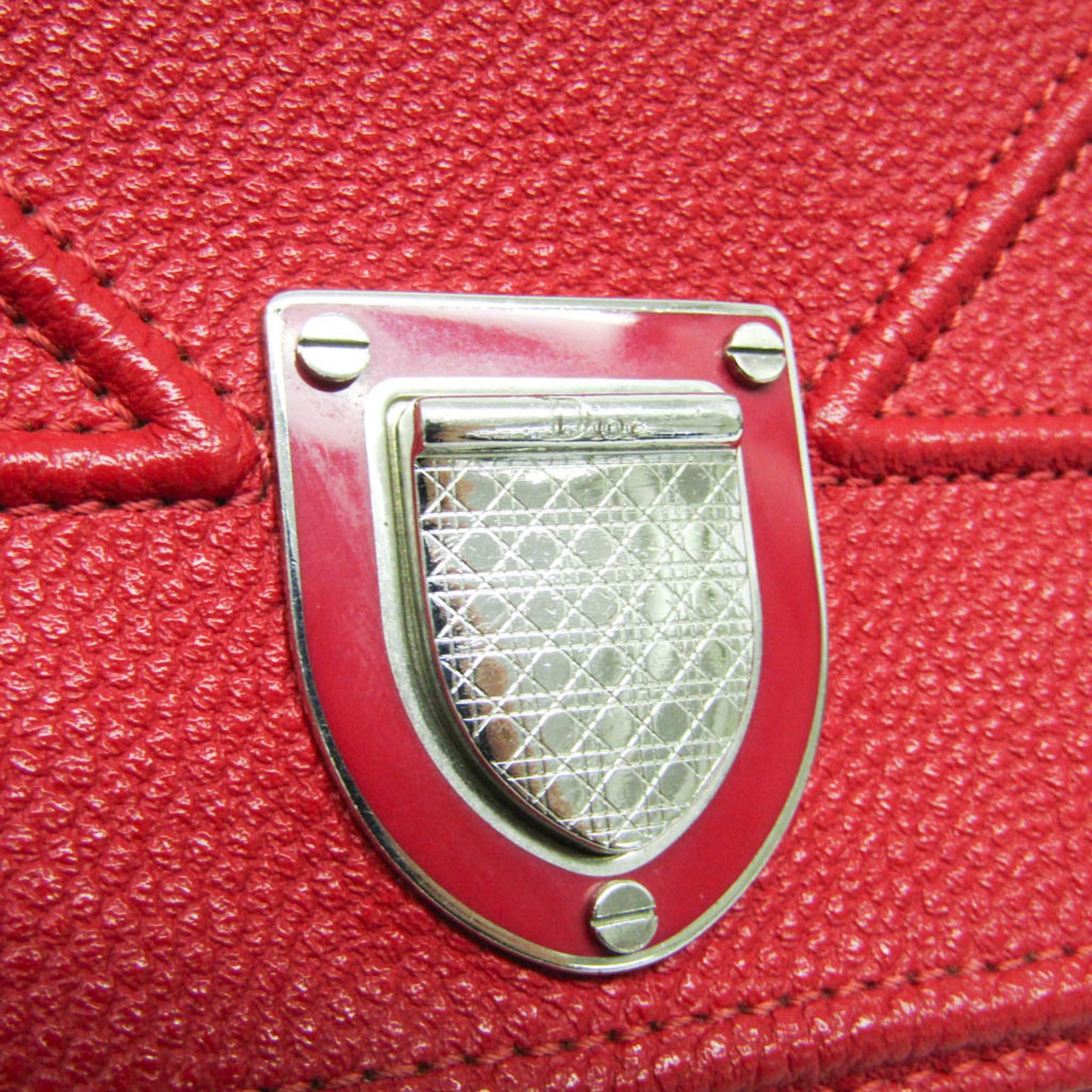 Christian Dior Red Color Leather Chain/Shoulder Wallet (Pre-Owned)