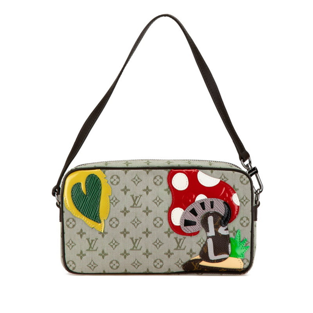 Louis Vuitton Green Khaki Canvas Leather Shoulder Bag
