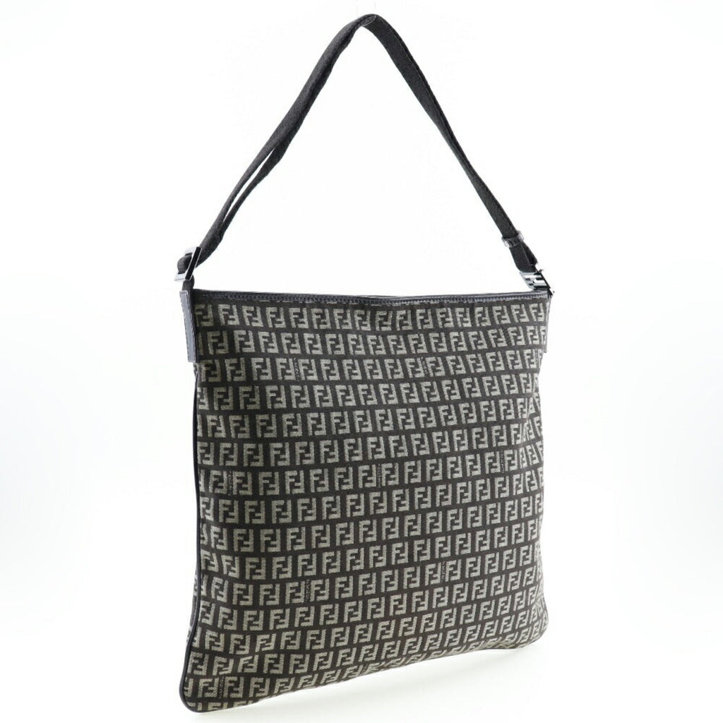 Fendi Zucchino Brown Canvas Shoulder Bag