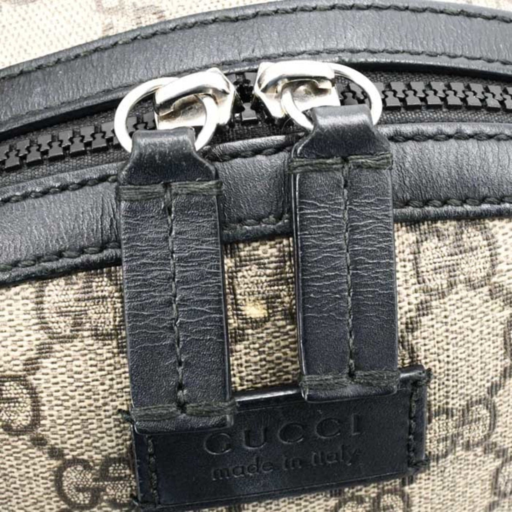Gucci Beige Black Gg Supreme Leather Backpack (Pre-Owned)