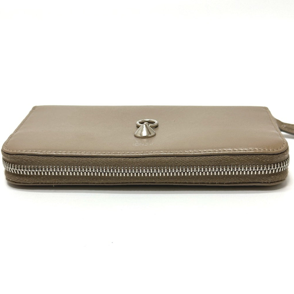 Fendi Beige Leather Long Wallet (Bi-Fold)