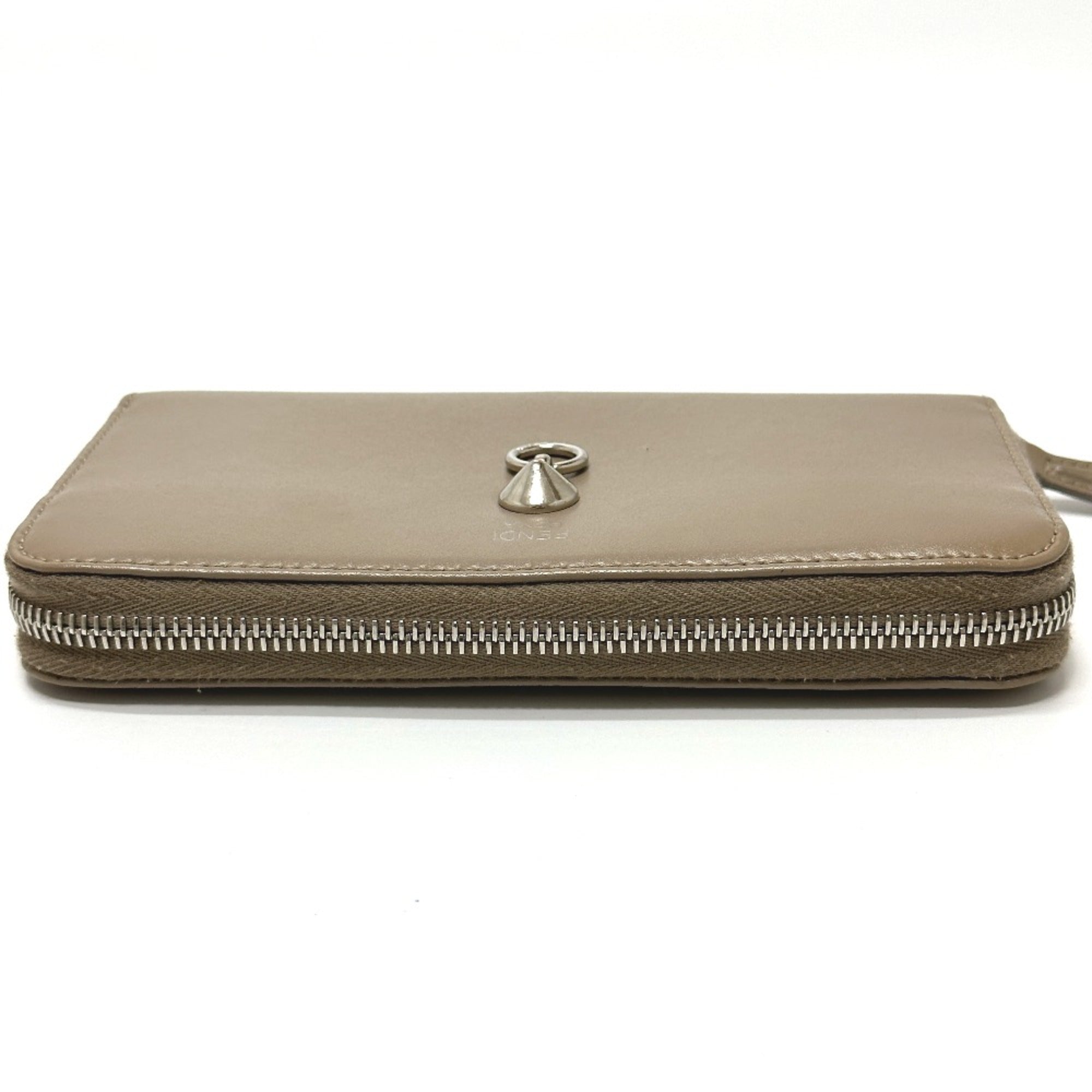 Fendi Beige Leather Long Wallet (Bi-Fold)