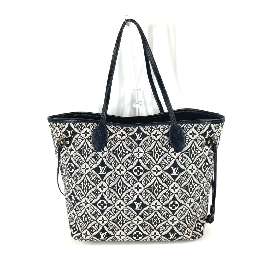Louis Vuitton Black White Jacquard Leather Shoulder Bag Tote Bag