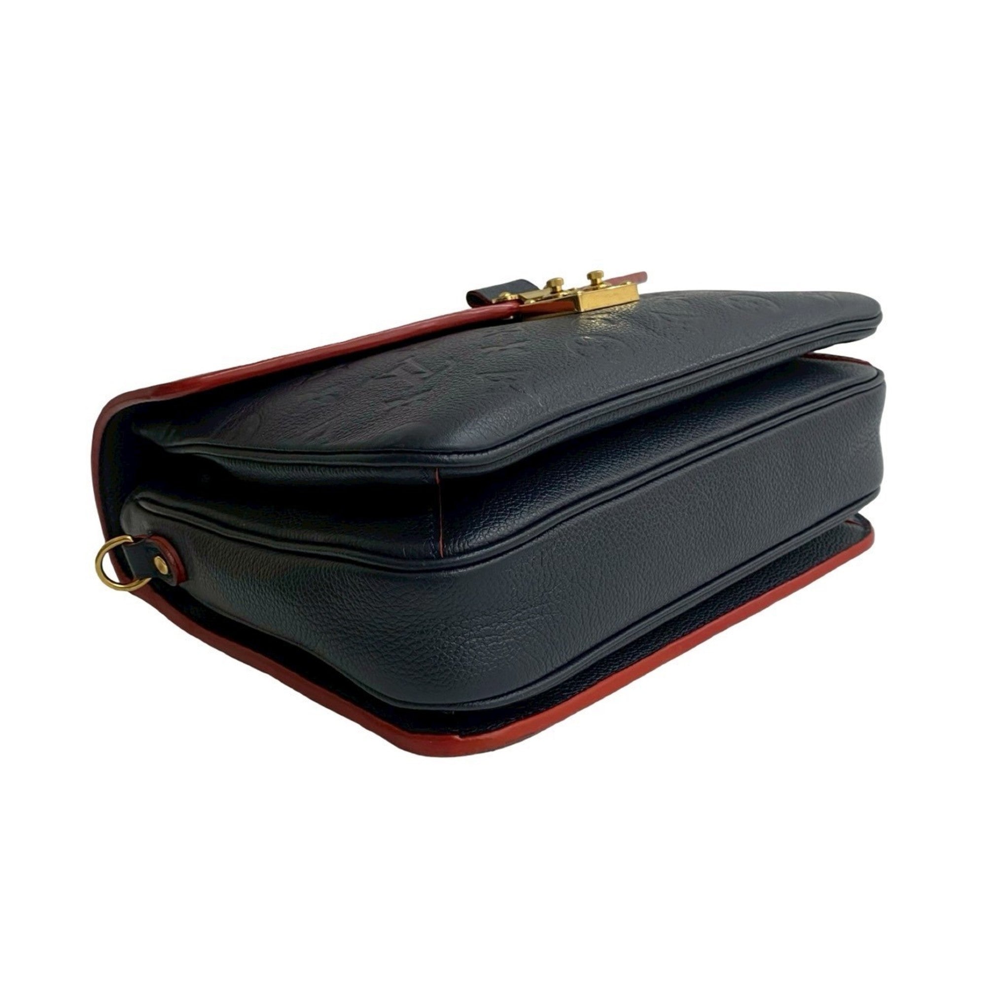 Louis Vuitton Navy Red Color Leather Handbag Shoulder Bag