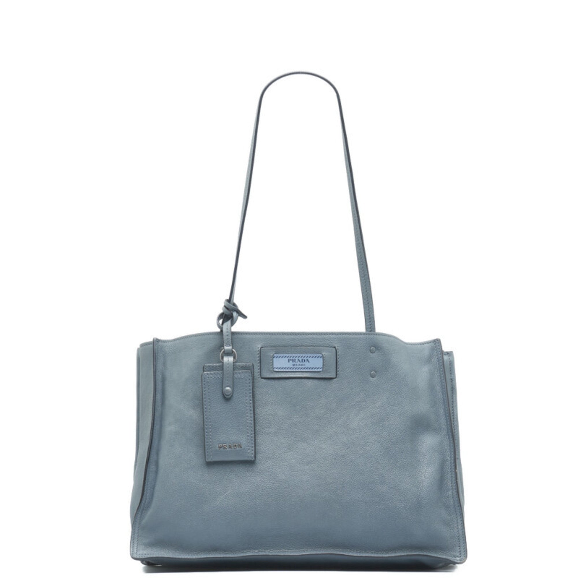 Prada Blue Light Blue Gray Leather Shoulder Bag Tote Bag