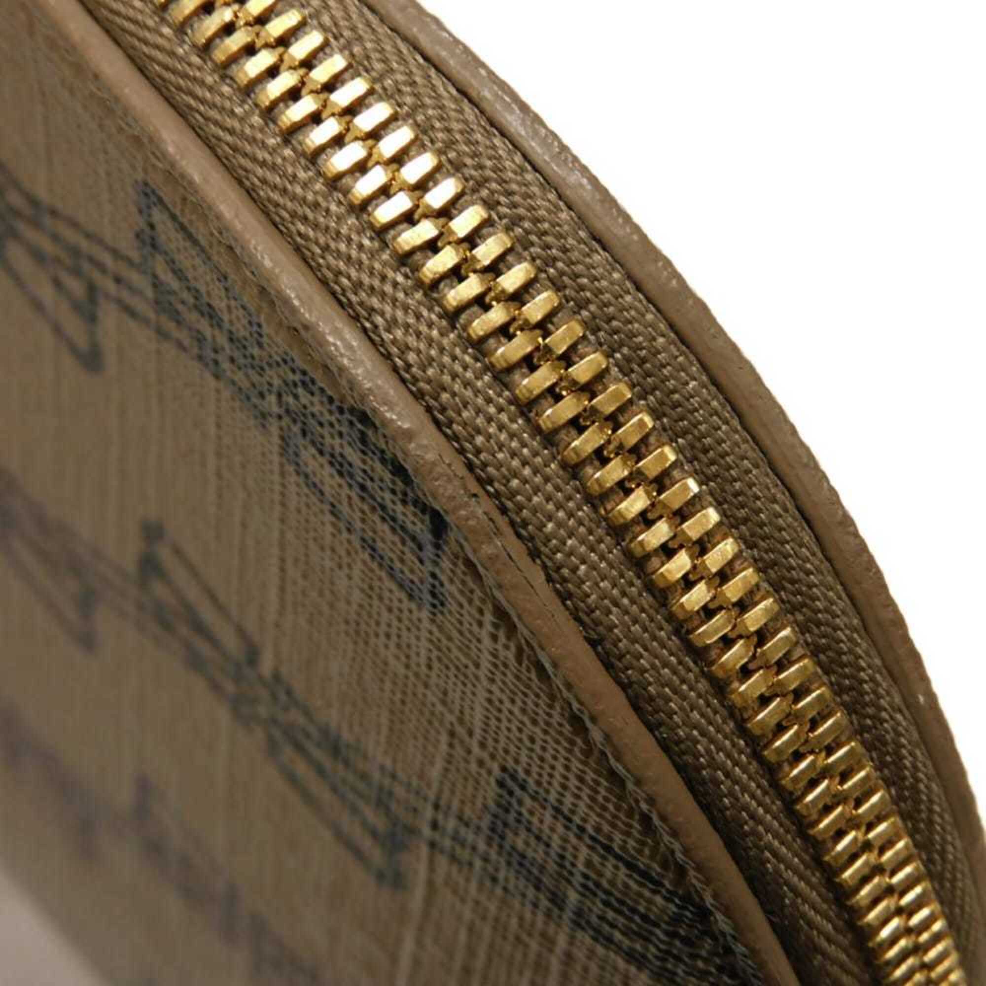 Balenciaga Beige Brown Coated Canvas Leather Clutch Bag Pouch