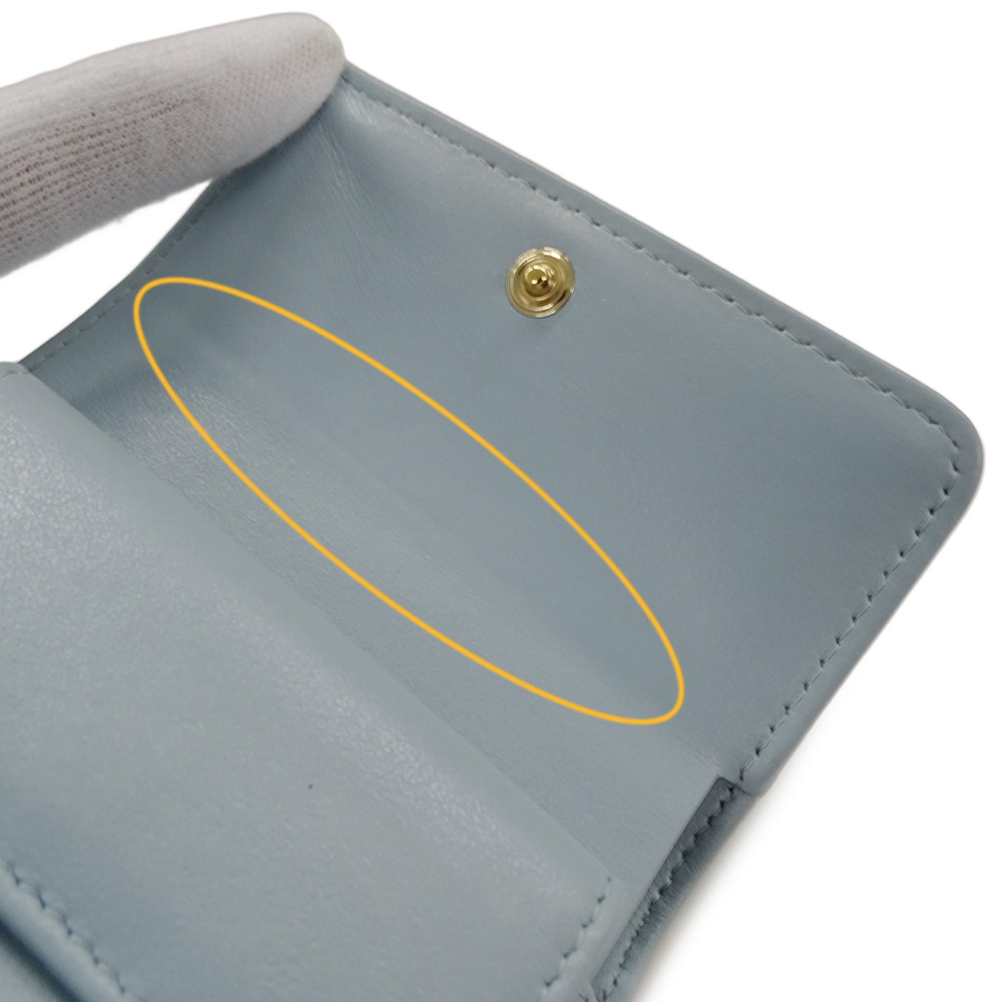 Chanel Light Blue Grained Calfskin Wallet (Tri-Fold)