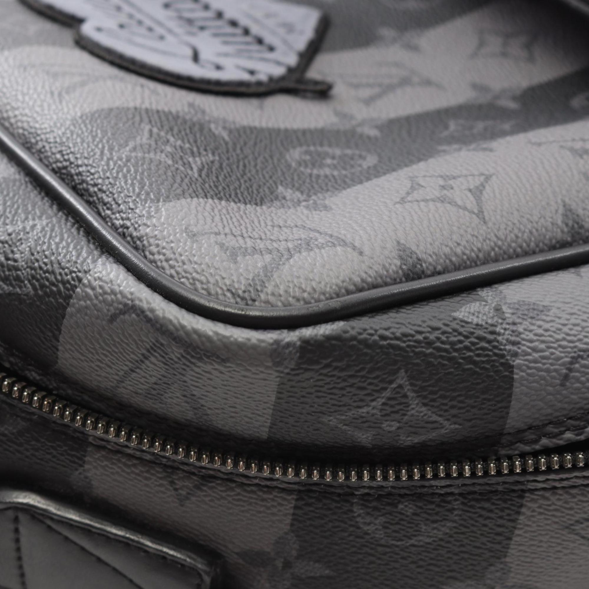 Louis Vuitton Black Gray Coated Canvas Backpack