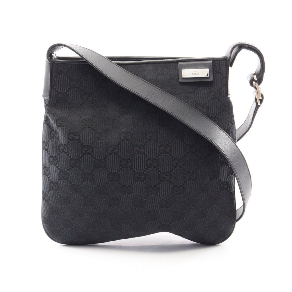 Gucci Black Canvas Leather Handbag Shoulder Bag (Pre-Owned)