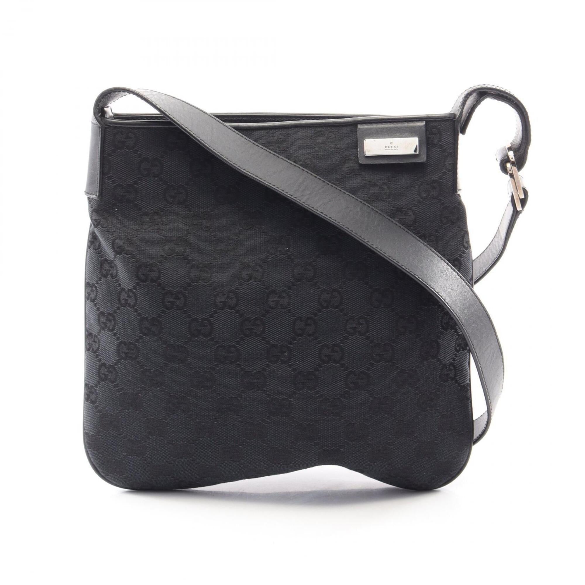 Gucci Black Canvas Leather Handbag Shoulder Bag (Pre-Owned)