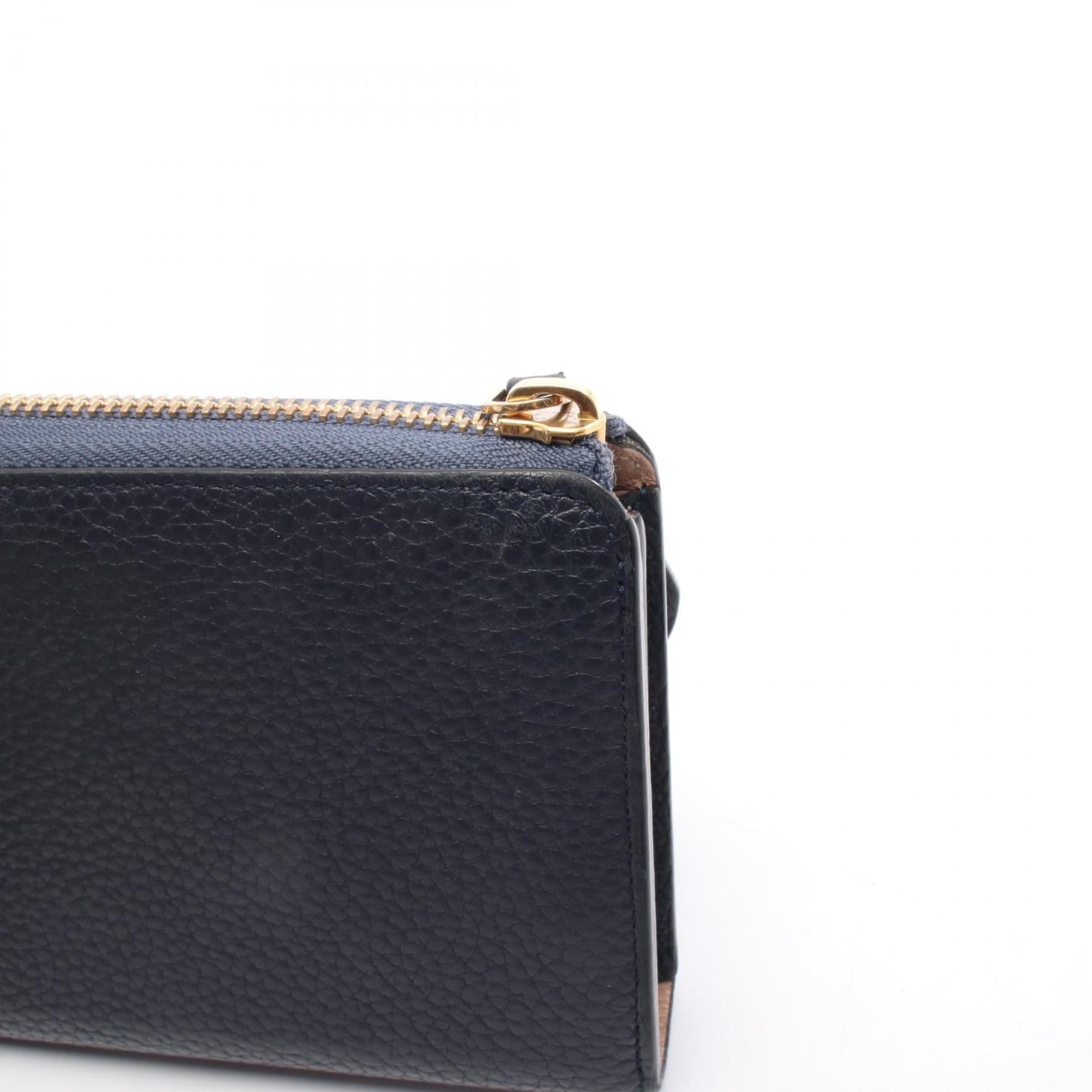 Louis Vuitton Navy Navy Blue Leather Long Wallet