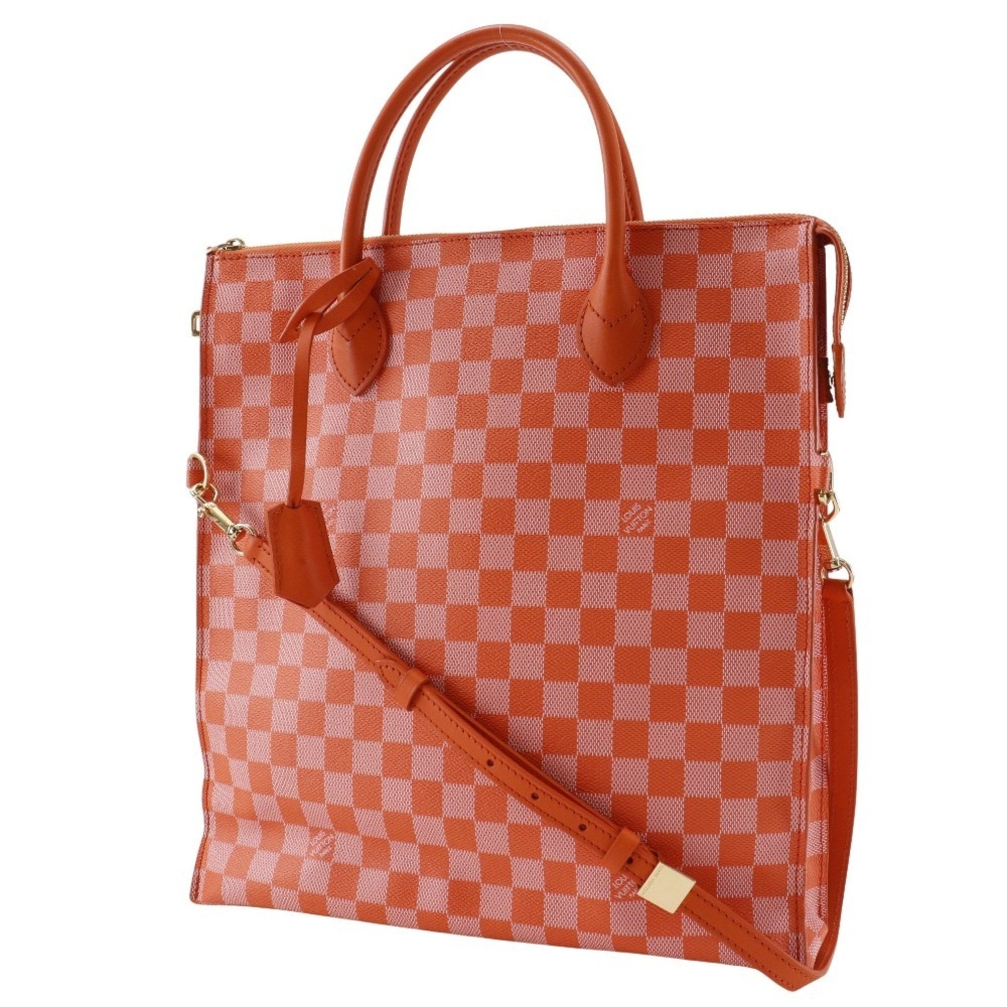 Louis Vuitton Orange Pimont Damier Canvas Handbag Tote Bag
