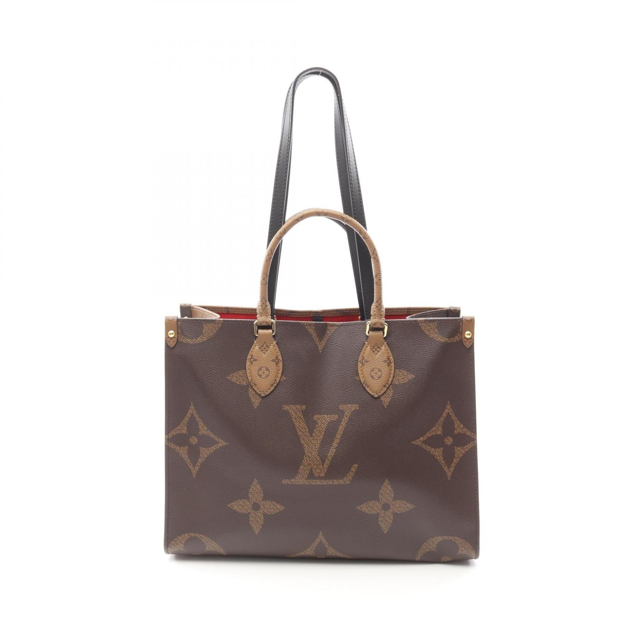 Louis Vuitton Beige Brown Coated Canvas Leather Tote Bag