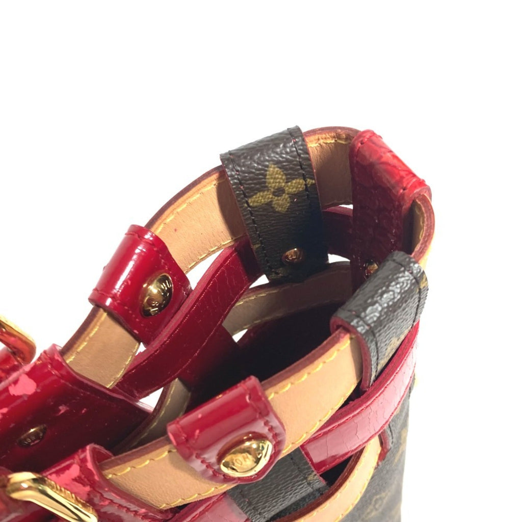 Louis Vuitton Brown Red Color Monogram Patent Leather Shoulder Bag Tote Bag