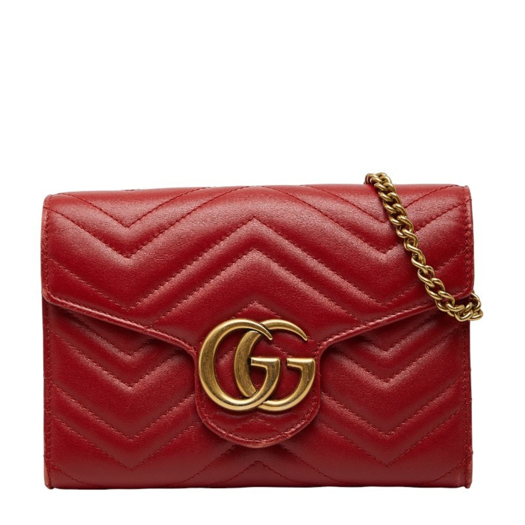 Gucci Red Color Leather Shoulder Bag (Pre-Owned)